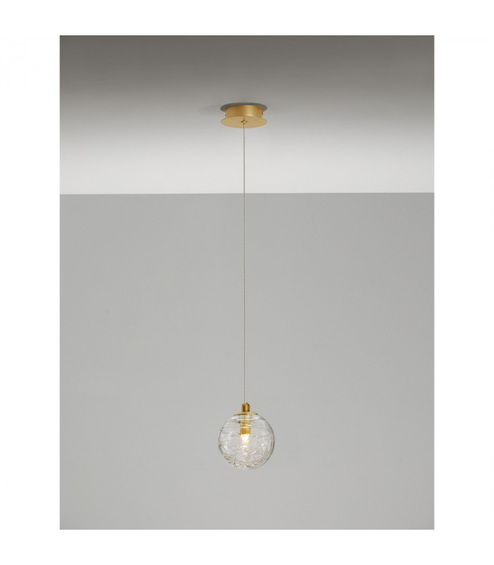 Coen 12cm Globe Pendant Ceiling Light Brass Gold Metal Clear Glass LED G9-2