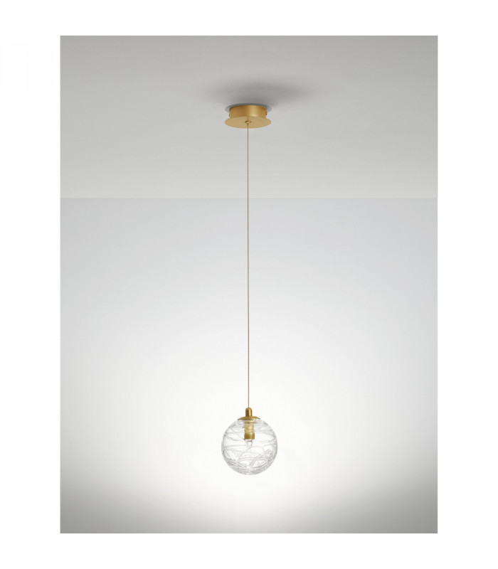 Coen 12cm Globe Pendant Ceiling Light Brass Gold Metal Clear Glass LED G9-3
