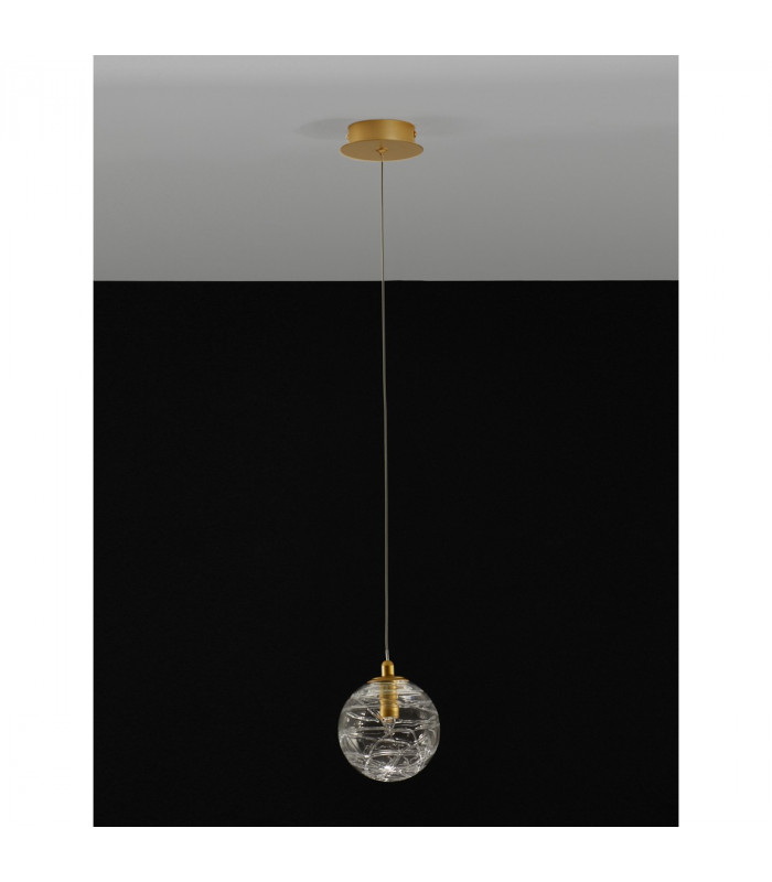 Coen 12cm Globe Pendant Ceiling Light Brass Gold Metal Clear Glass LED G9-4