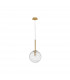Coen 25cm Globe Pendant Ceiling Light Brass Gold Metal Clear Glass LED E27-1