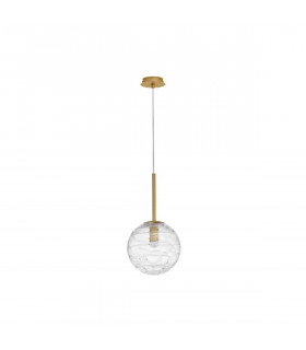 Coen 25cm Globe Pendant Ceiling Light Brass Gold Metal Clear Glass LED E27-1