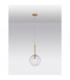 Coen 25cm Globe Pendant Ceiling Light Brass Gold Metal Clear Glass LED E27-4