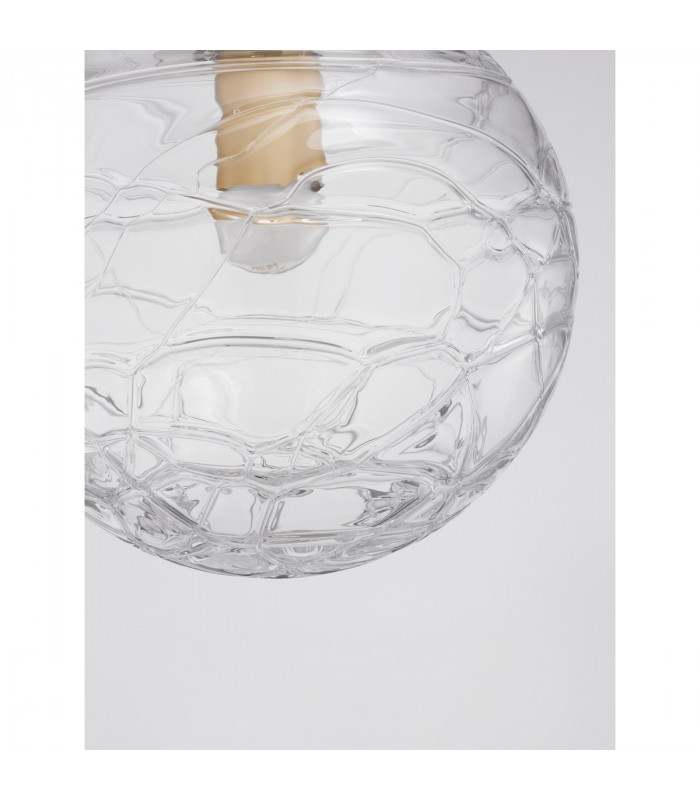 Coen 25cm Globe Pendant Ceiling Light Brass Gold Metal Clear Glass LED E27-6