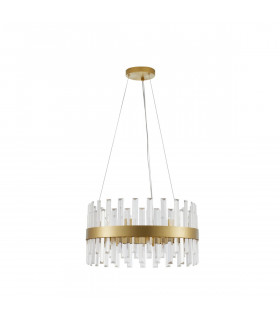 Crown 7 Light Pendant Ceiling Light Satin Gold Metal Clear Crystal (48 pcs) LED G9-1