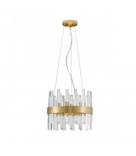 Crown 5 Light Pendant Ceiling Light Satin Gold Metal Clear Crystal (30 pcs) LED G9-1
