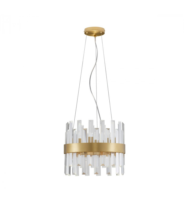 Crown 5 Light Pendant Ceiling Light Satin Gold Metal Clear Crystal (30 pcs) LED G9-1