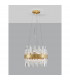 Crown 5 Light Pendant Ceiling Light Satin Gold Metal Clear Crystal (30 pcs) LED G9-4