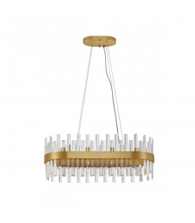 Crown 10 Light Pendant Ceiling Light Satin Gold Metal Clear Crystal (56 pcs) LED G9-1