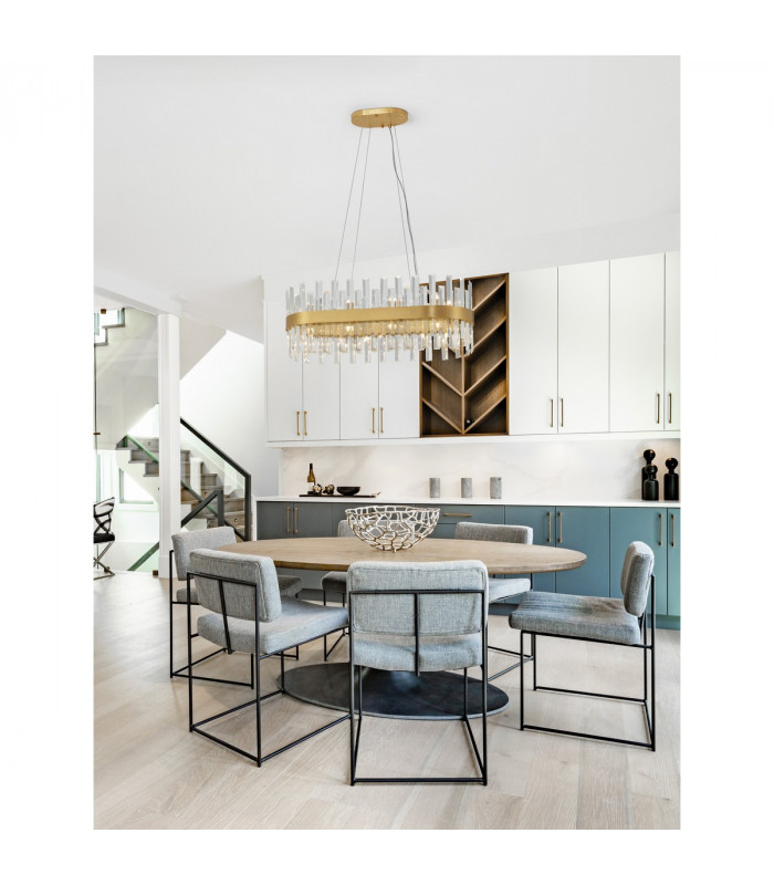 Crown 10 Light Pendant Ceiling Light Satin Gold Metal Clear Crystal (56 pcs) LED G9-2