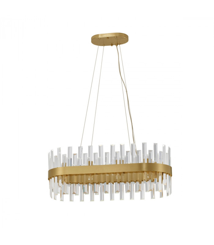 Crown 10 Light Pendant Ceiling Light Satin Gold Metal Clear Crystal (56 pcs) LED G9-3