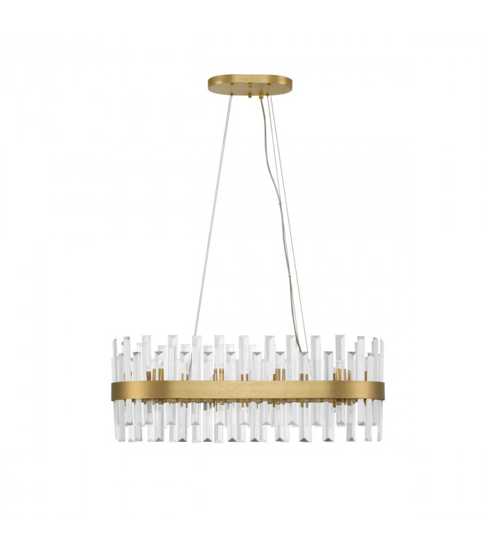 Crown 10 Light Pendant Ceiling Light Satin Gold Metal Clear Crystal (56 pcs) LED G9-4