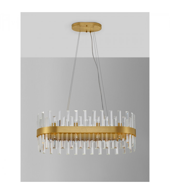 Crown 10 Light Pendant Ceiling Light Satin Gold Metal Clear Crystal (56 pcs) LED G9-5