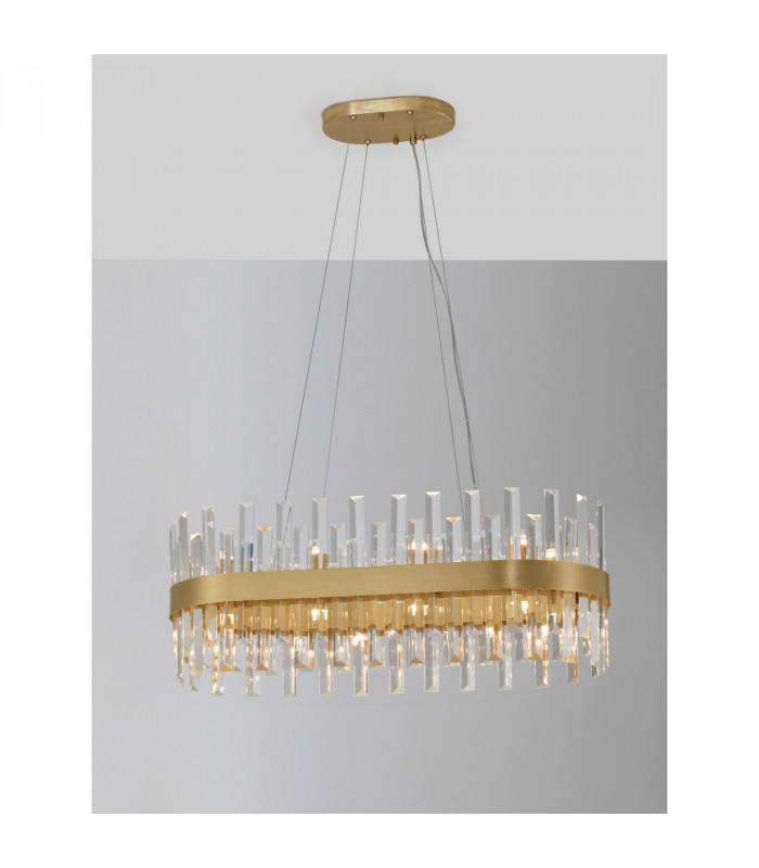 Crown 10 Light Pendant Ceiling Light Satin Gold Metal Clear Crystal (56 pcs) LED G9-8