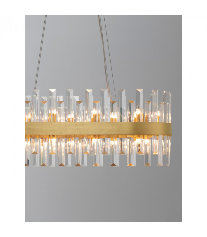Crown 10 Light Pendant Ceiling Light Satin Gold Metal Clear Crystal (56 pcs) LED G9-10