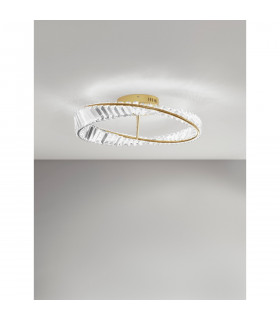 Aurelia Integrated LED Semi Flush Light Gold Metal Crystal LED 36W 3728.28Lm 3500K-2