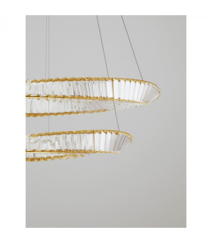 Aurelia Integrated LED Pendant Ceiling Light Gold Metal Crystal LED 70W 6351.63Lm 3500K-3