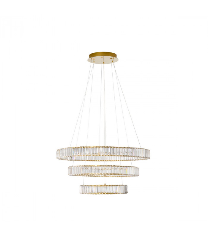 Aurelia Integrated LED Pendant Ceiling Light Gold Metal Crystal LED 92W 7670Lm 3500K-1