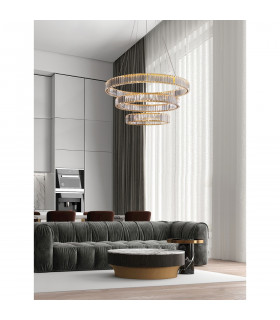 Aurelia Integrated LED Pendant Ceiling Light Gold Metal Crystal LED 92W 7670Lm 3500K-2