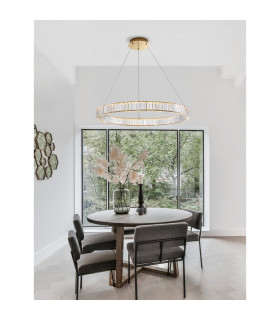 Aurelia Integrated LED Pendant Ceiling Light Gold Metal Crystal LED 47W 4895Lm 3500K-2