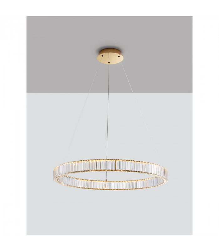Aurelia Integrated LED Pendant Ceiling Light Gold Metal Crystal LED 47W 4895Lm 3500K-4