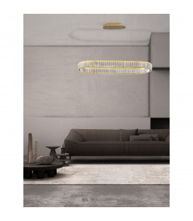 Aurelia Bar Pendant Ceiling Light Gold Metal Crystal LED 48W 4505Lm 3500K-2