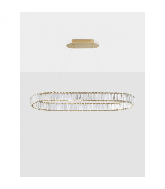 Aurelia Bar Pendant Ceiling Light Gold Metal Crystal LED 48W 4505Lm 3500K-3