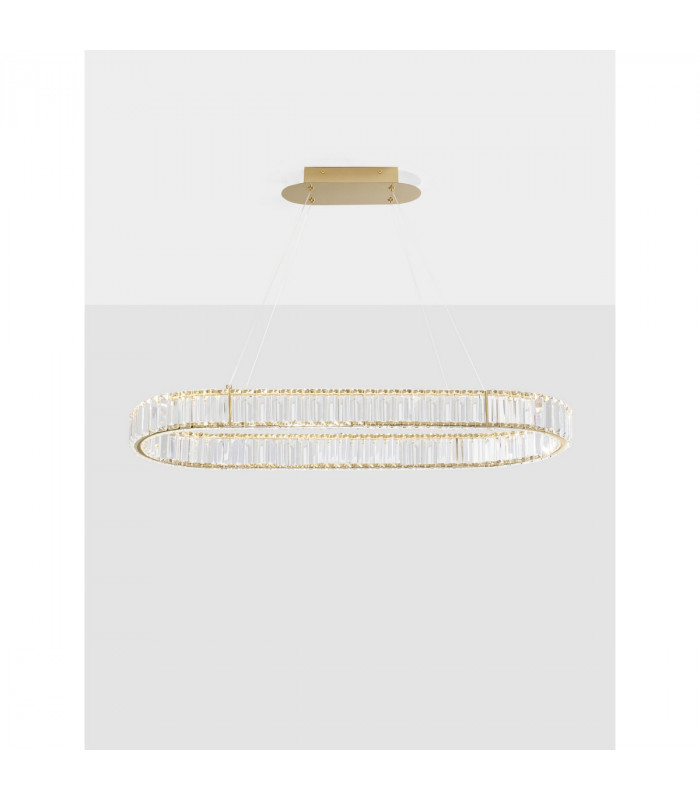 Aurelia Bar Pendant Ceiling Light Gold Metal Crystal LED 48W 4505Lm 3500K-4