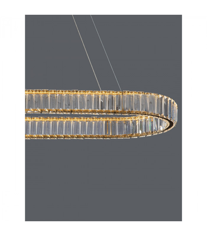 Aurelia Bar Pendant Ceiling Light Gold Metal Crystal LED 48W 4505Lm 3500K-5
