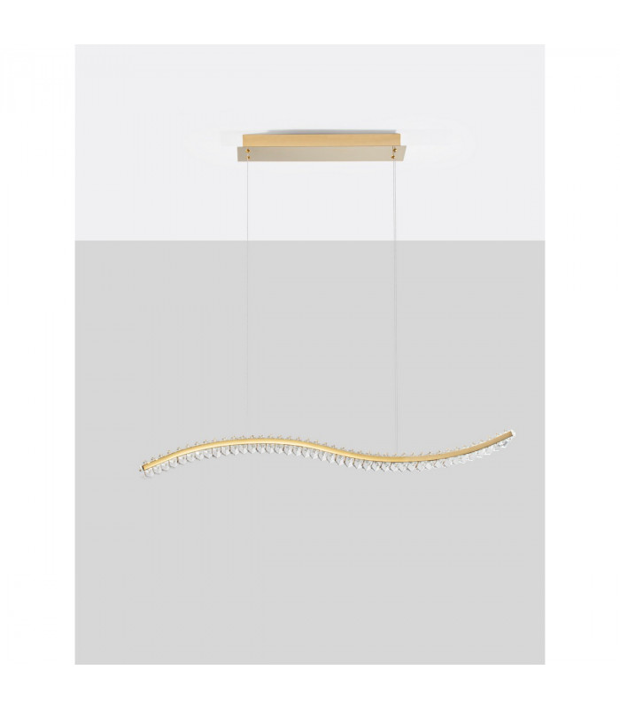 Aurelia Bar Pendant Ceiling Light Gold Metal Crystal LED 40W 3351Lm 3500K-3