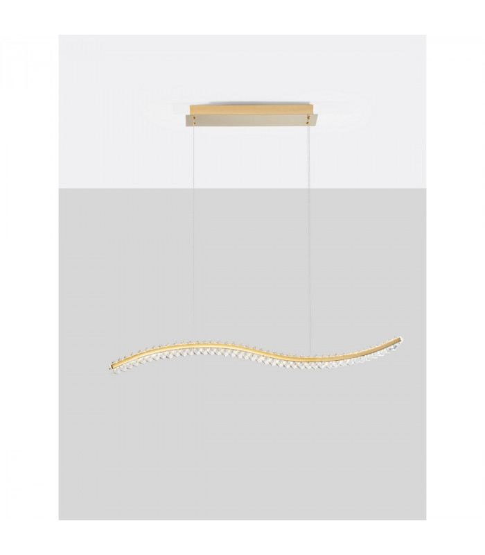 Aurelia Bar Pendant Ceiling Light Gold Metal Crystal LED 40W 3351Lm 3500K-4