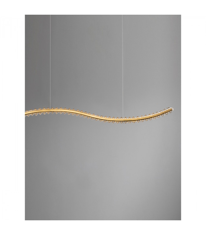 Aurelia Bar Pendant Ceiling Light Gold Metal Crystal LED 40W 3351Lm 3500K-5