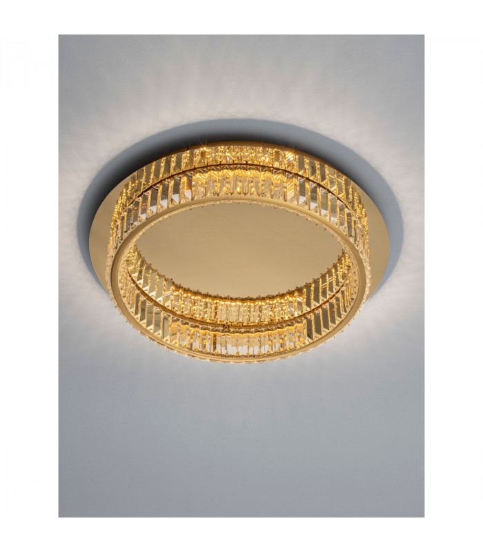 Aurelia 50cm Integrated LED Semi Flush Light Gold Metal Crystal LED 29W 1481Lm 3500K-4