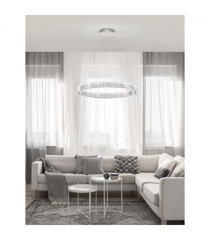 Aurelia Integrated LED Pendant Ceiling Light Chrome Metal Crystal LED 47W 4895Lm 3500K-2