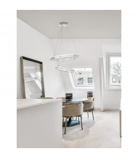 Aurelia Integrated LED Pendant Ceiling Light Chrome Metal Crystal LED 46W 4328Lm 3500K-2