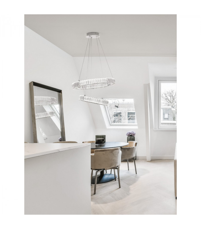 Aurelia Integrated LED Pendant Ceiling Light Chrome Metal Crystal LED 46W 4328Lm 3500K-2