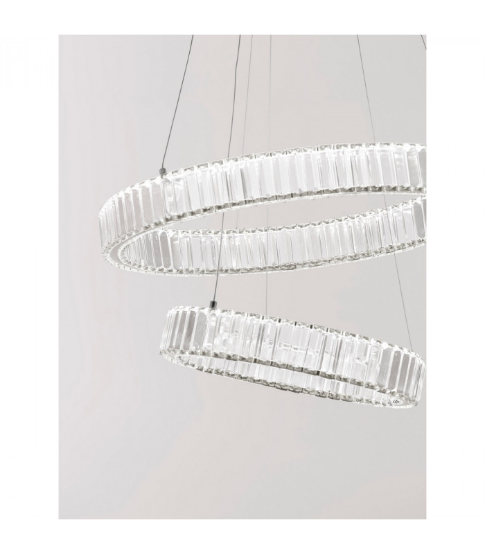 Aurelia Integrated LED Pendant Ceiling Light Chrome Metal Crystal LED 46W 4328Lm 3500K-3