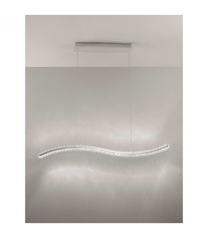 Aurelia Integrated LED Pendant Ceiling Light Chrome Metal Crystal LED 40W 3351Lm 3500K-3