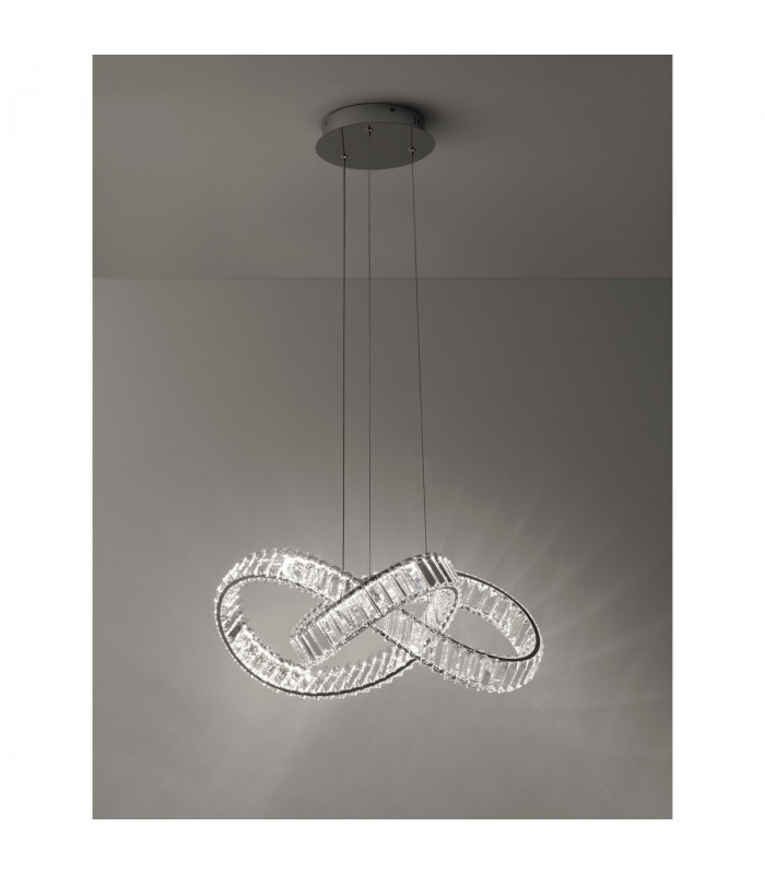 Conceto Integrated LED Pendant Ceiling Light Chrome Metal Crystal LED 50W 4075.27Lm 3500K-2