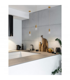 Veda Slim Pendant Ceiling Light Brass Metal Clear Glass LED G9-2
