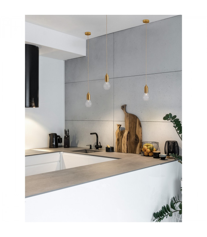Veda Slim Pendant Ceiling Light Brass Metal Clear Glass LED G9-2