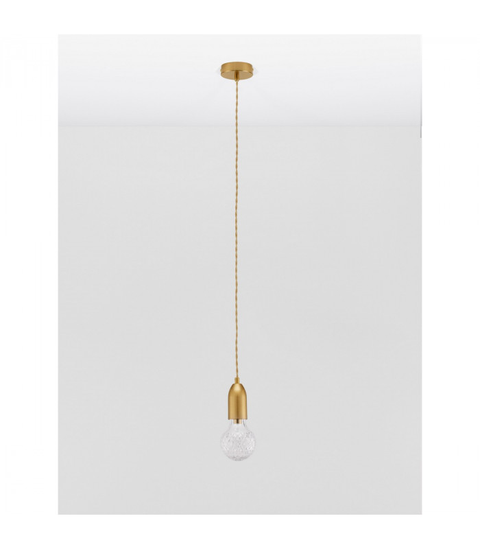 Veda Slim Pendant Ceiling Light Brass Metal Clear Glass LED G9-3