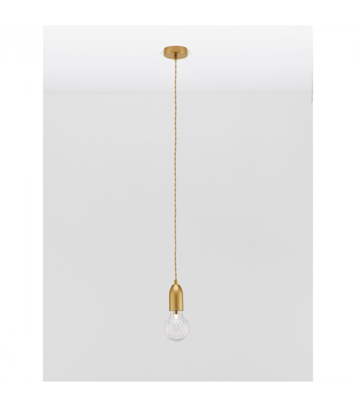 Veda Slim Pendant Ceiling Light Brass Metal Clear Glass LED G9-4