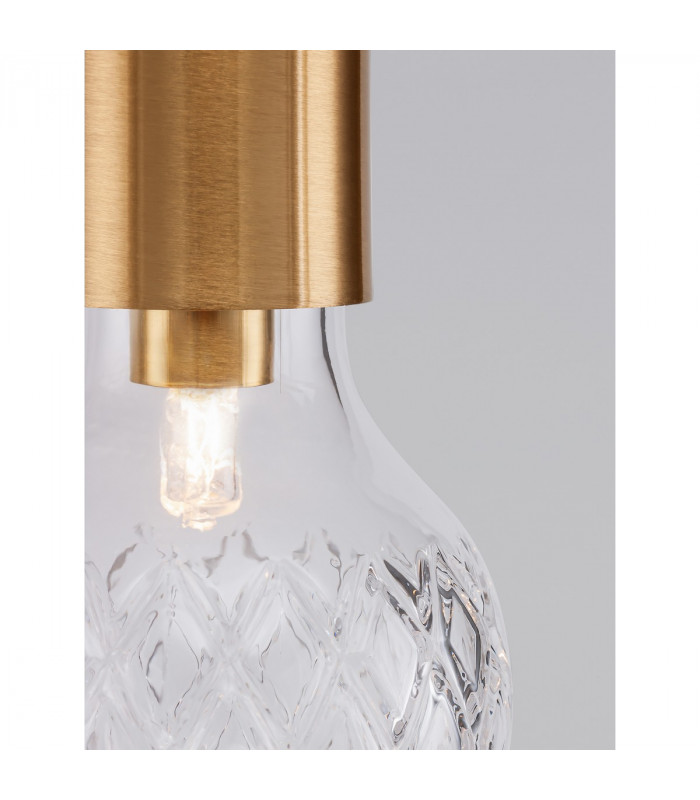 Veda Slim Pendant Ceiling Light Brass Metal Clear Glass LED G9-7