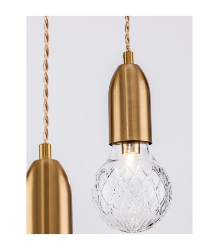 Veda 3 Light Cluster Pendant Ceiling Light Brass Metal Clear Glass LED G9-5