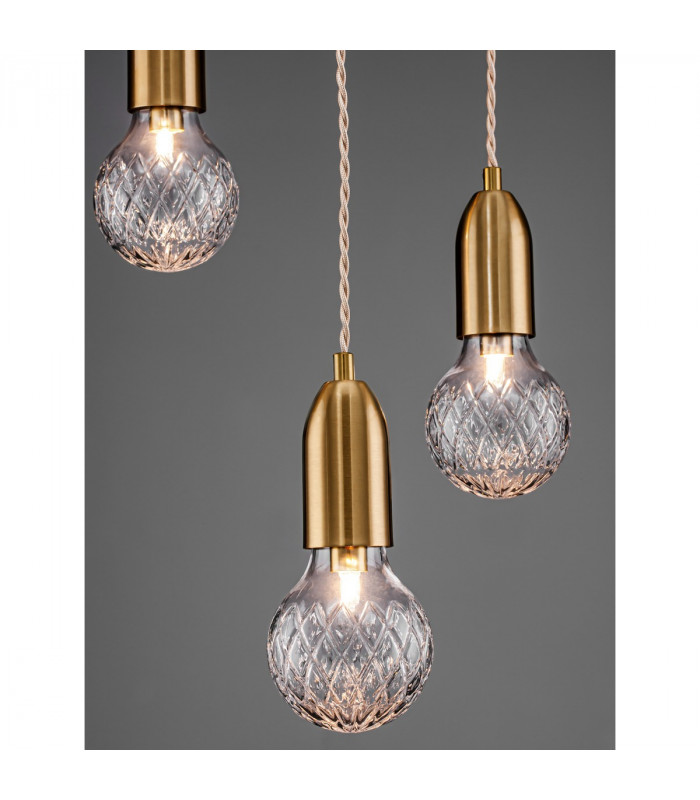 Veda 3 Light Cluster Pendant Ceiling Light Brass Metal Clear Glass LED G9-6