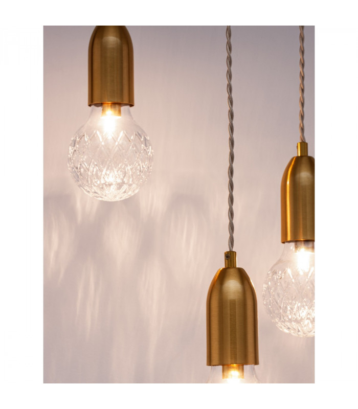 Veda 3 Light Cluster Pendant Ceiling Light Brass Metal Clear Glass LED G9-7