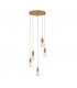 Veda 5 Light Cluster Pendant Ceiling Light Brass Metal Clear Glass LED G9-1