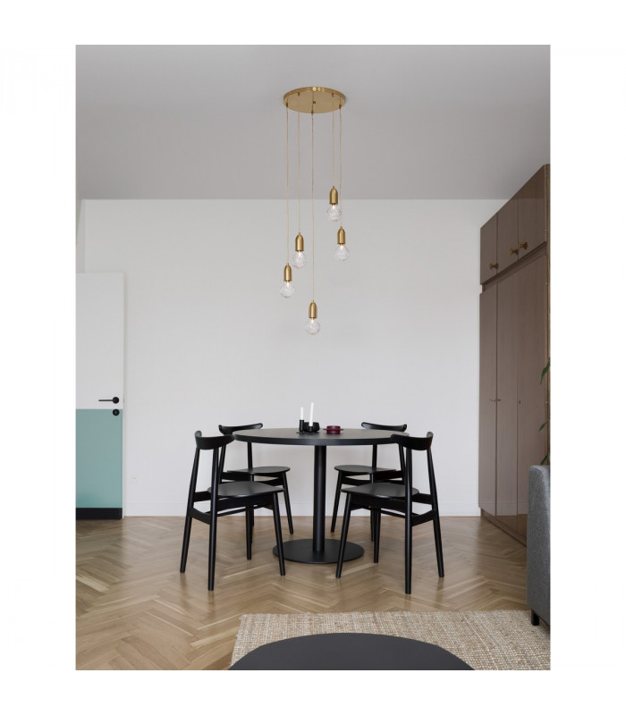 Veda 5 Light Cluster Pendant Ceiling Light Brass Metal Clear Glass LED G9-2