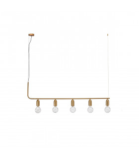 Veda 5 Light Bar Pendant Ceiling Light Brass Metal Clear Glass LED G9-1