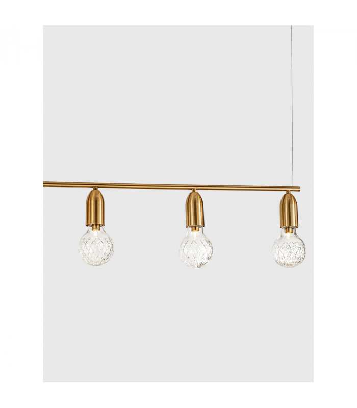 Veda 5 Light Bar Pendant Ceiling Light Brass Metal Clear Glass LED G9-7